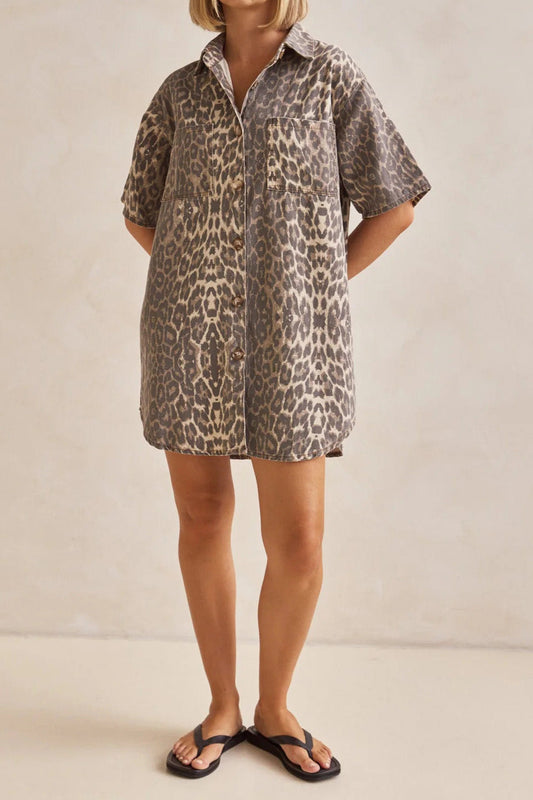 Leopard Print Denim Shirt Jacket Lavish Daily
