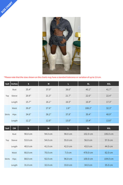 Black Denim Jacket And Skirt Set Lavish Daily
