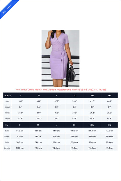 Tailored V-Neck Belted Pleated Pencil Dress Lavish Daily