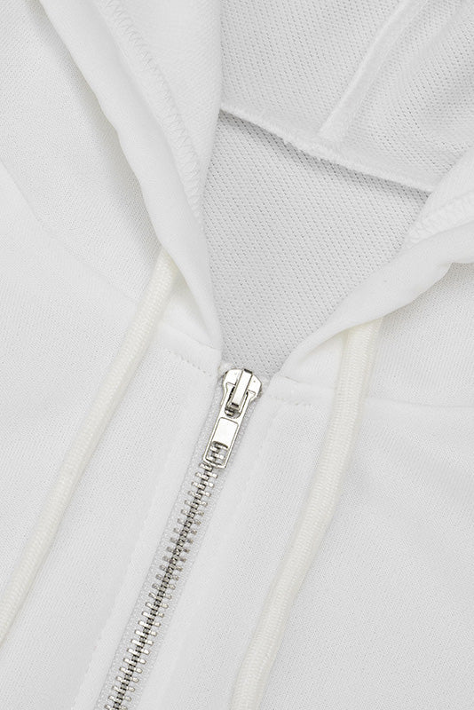 Hooded Zip-Up Sweatshirt & Folded Shorts Set Lavish Daily