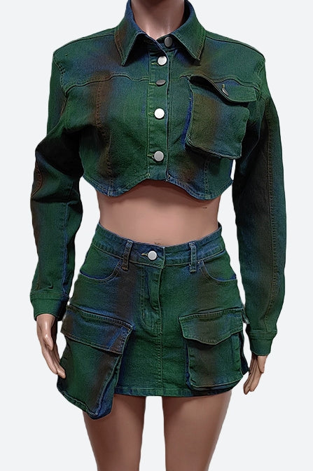 Cargo Denim Skirt Set Lavish Daily