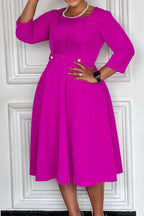 Square Neck Pleated Plus Size Waist Dress Lavish Daily