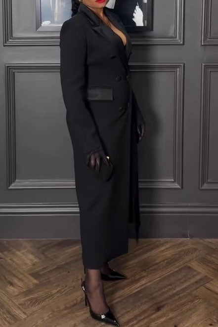 Black Double-Breasted Tuxedo Coat Lavish Daily