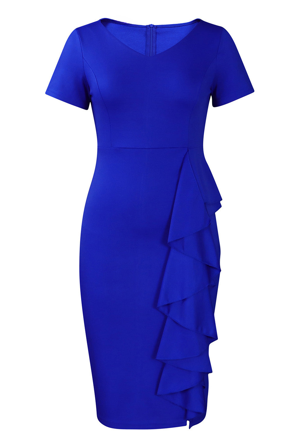 Solid Color Hip Ruffled High-Waisted Dress Lavish Daily