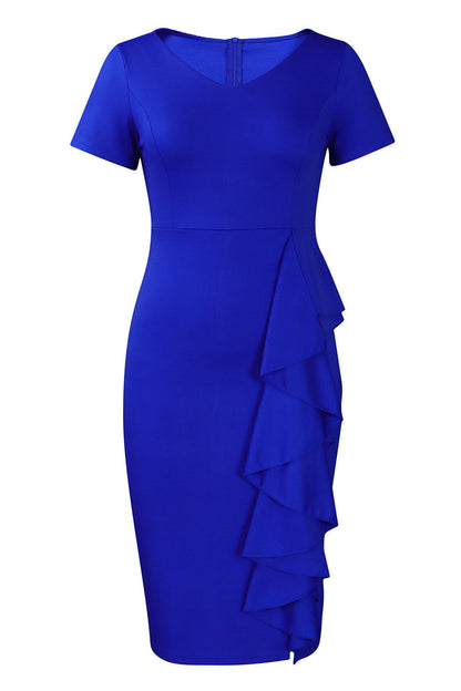 Solid Color Hip Ruffled High-Waisted Dress Lavish Daily