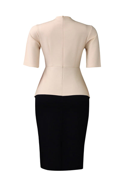 Elegant Tie-Neck Puffy Sleeve A-Line Midi Dress Lavish Daily
