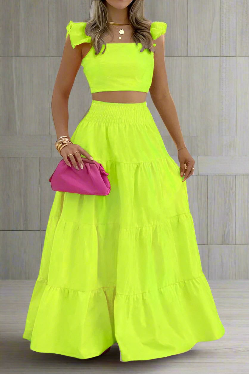 Cami Crop Top with High Waist Skirt Set Lavish Daily
