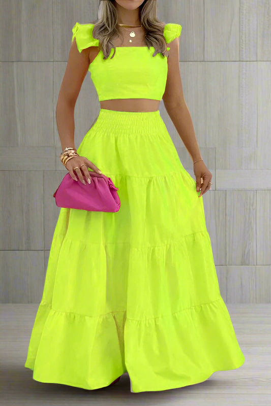 Cami Crop Top with High Waist Skirt Set Lavish Daily