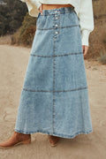 Bohemian A Line Stitching Denim Skirt Lavish Daily