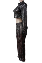 Zip-Front Faux Leather Jacket & Pants Set Lavish Daily