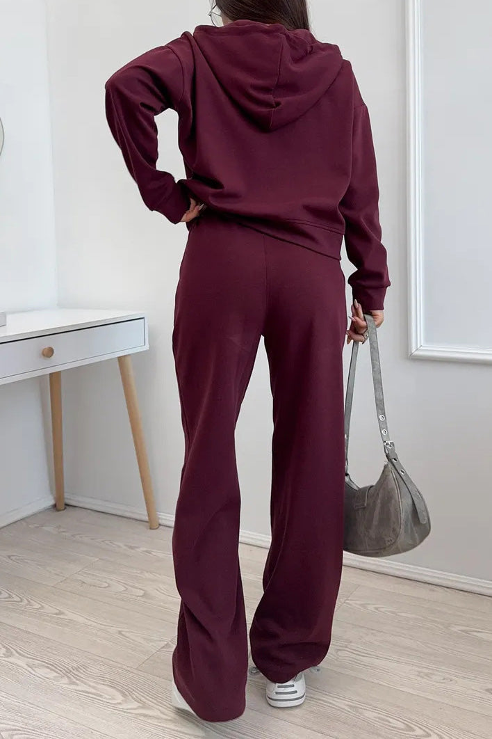 Hooded Zip Sweatshirt & Drawstring Pants Set Lavish Daily