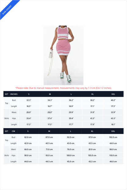 Ribbed Knit Colorblock Crop Top & Mini Skirt Set Lavish Daily