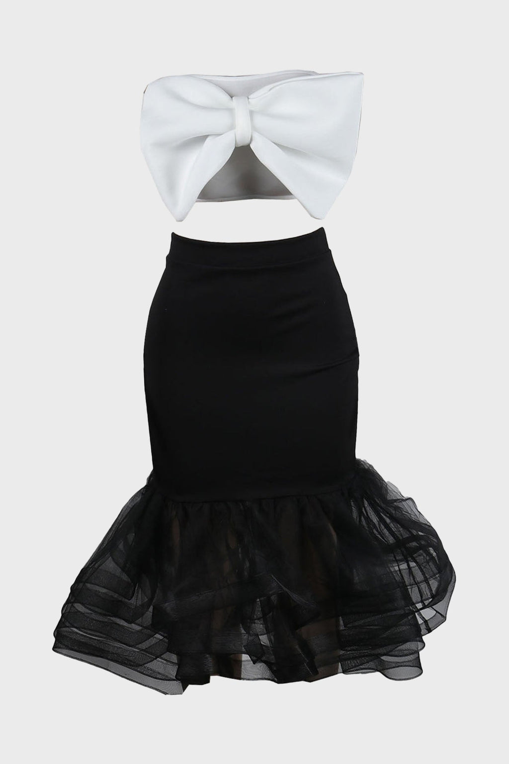 High Waisted Bottom Ruffled Tulle Midi Skirt Sets Lavish Daily