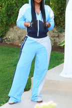 Colorblock Zip Front Hoodie and Pants Set Lavish Daily