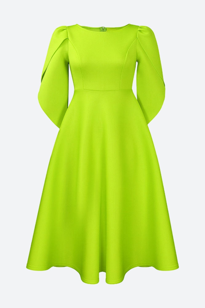 Elegant 3/4 Petal Sleeve Long Midi Dress Lavish Daily