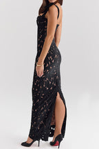 Sleeveless Lace Backless Maxi Dress Lavish Daily