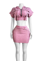 Washed Hoodie Top & Mini Skirt Set Lavish Daily