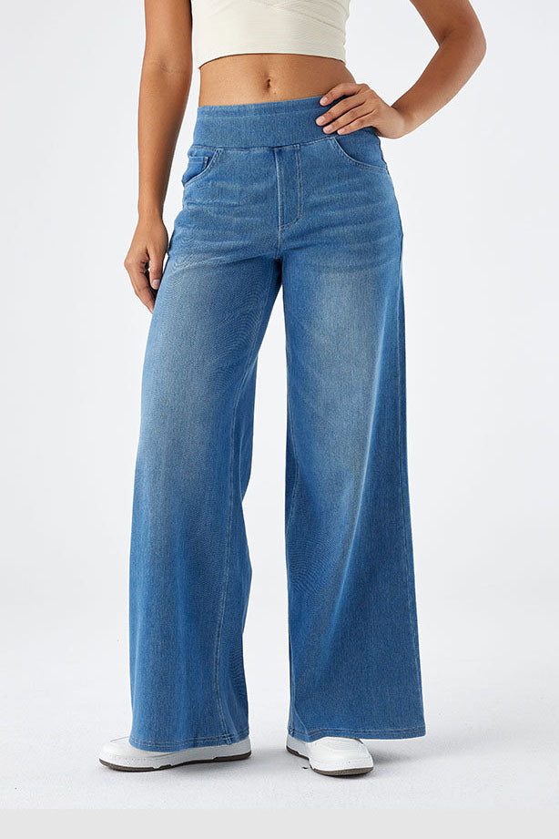 Baggy Wide Leg Washed Stretchy Jeans Lavish Daily