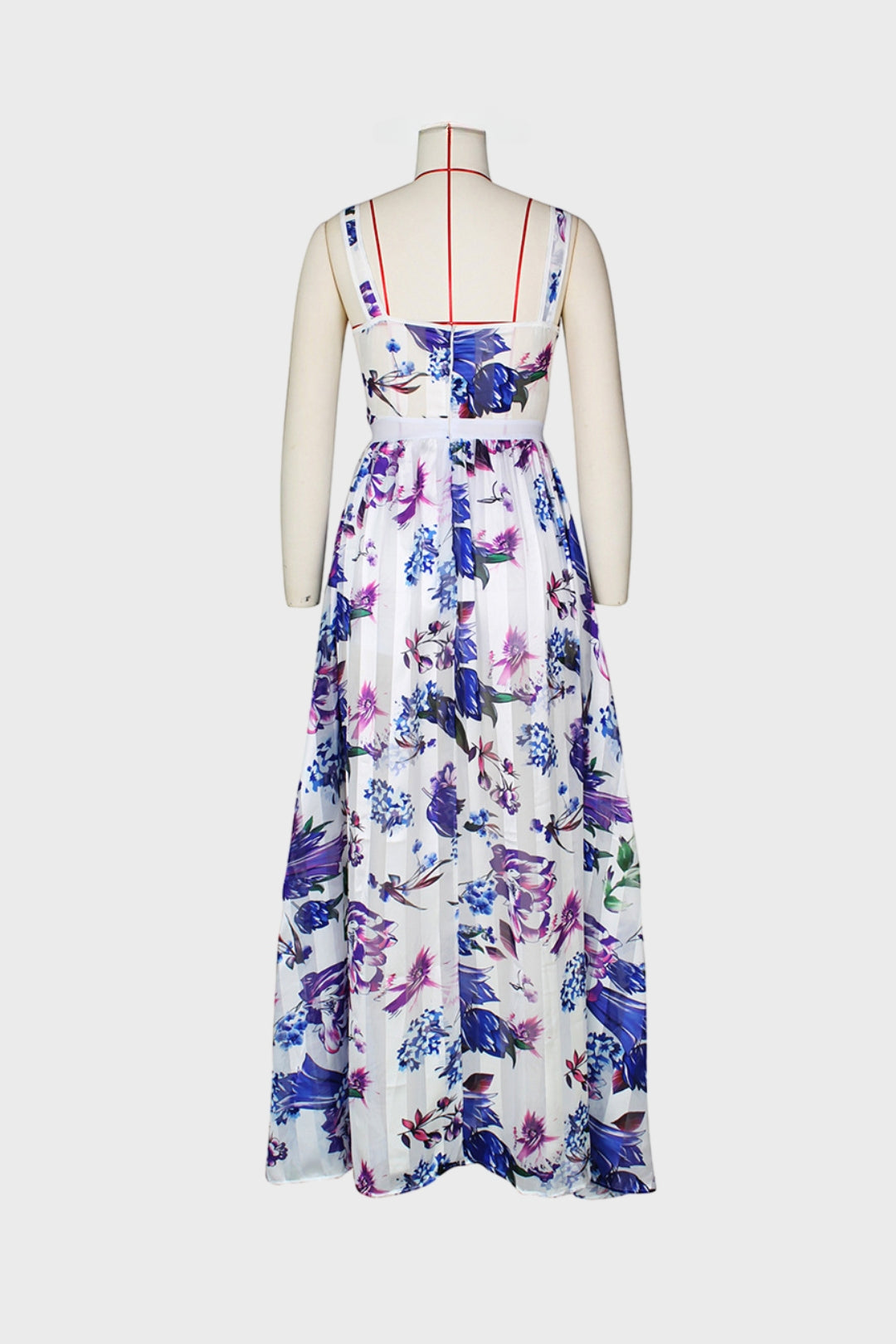 Floral Print Sheer Mesh Maxi Dress Lavish Daily