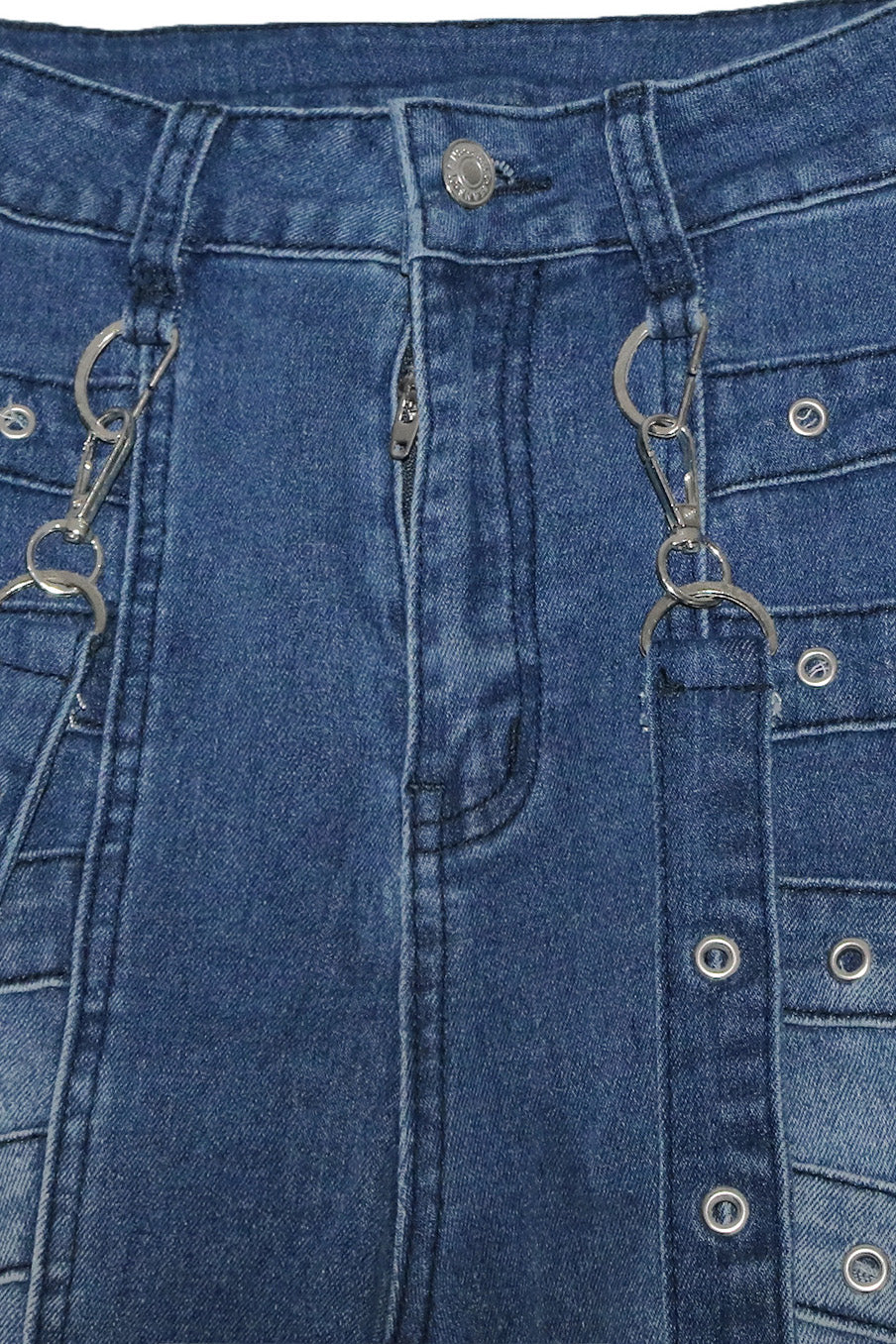 High Waist Metallic Studded Denim Jeans Lavish Daily