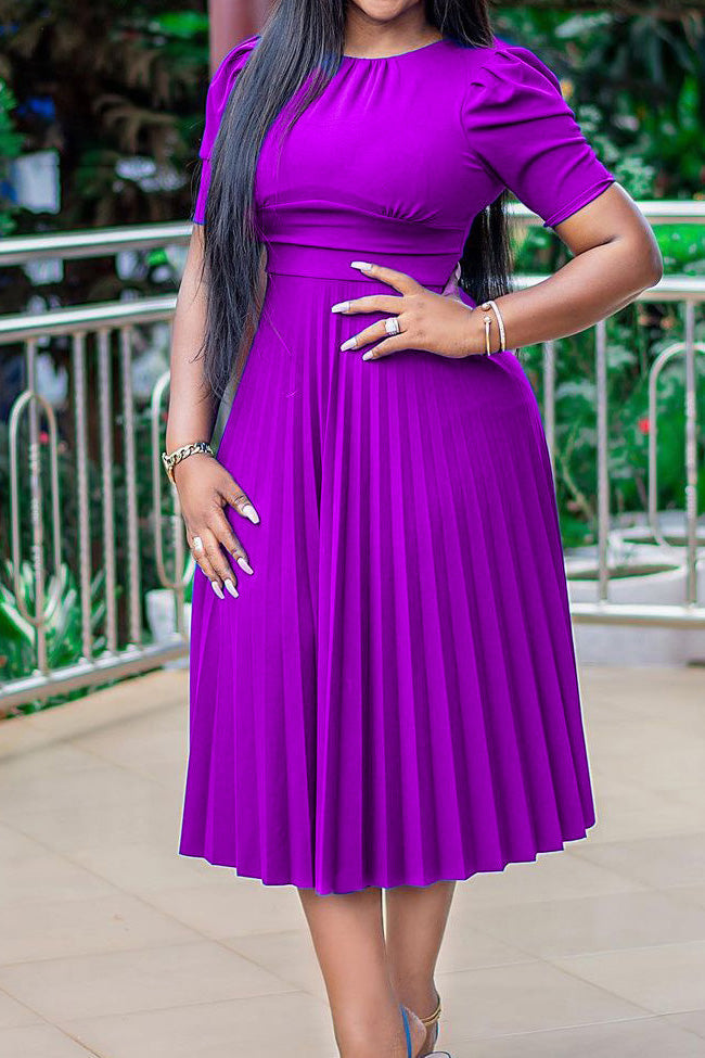High Waist Pleated Dress Lavish Daily