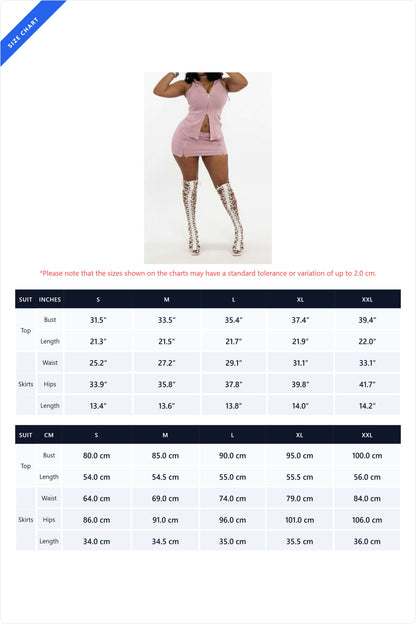 Ribbed Zip-Up Hooded Vest & Mini Skirt Set Lavish Daily