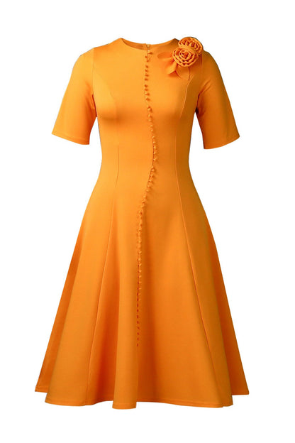 Asymmetrical Button A-Line Midi Dress Lavish Daily