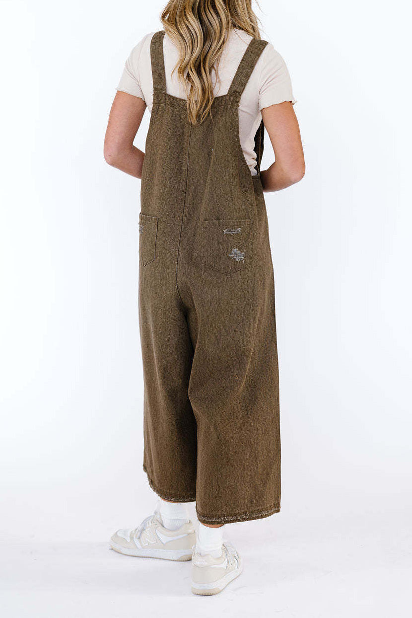 Loose Fit Distressed Denim Overalls Lavish Daily