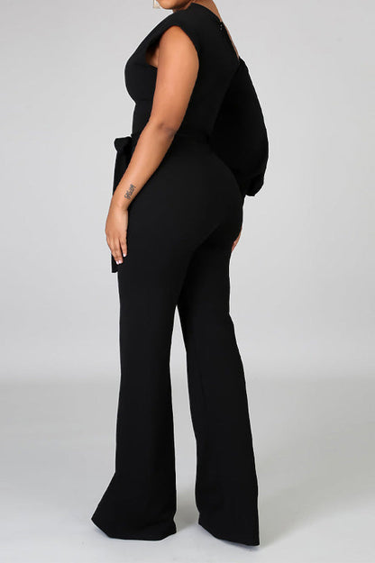 One-Shoulder Puff Sleeve Jumpsuit Lavish Daily