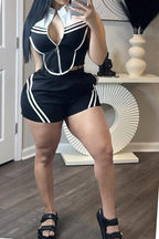 Colorblock Stripe Sleeveless Activewear Set Lavish Daily