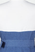 Elegant Denim Patchwork Pocket A-Line Dress Lavish Daily