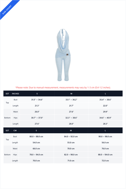 Draped Halter & Sheer Mesh Capri Set Lavish Daily