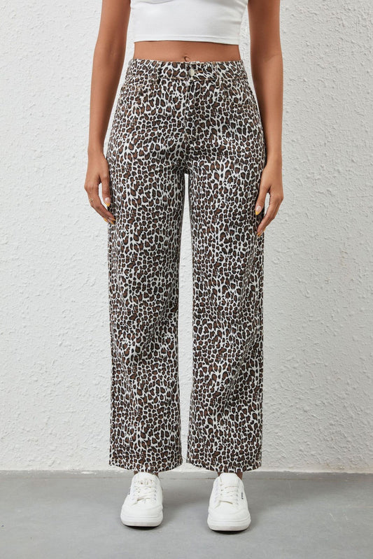 Leopard Print Loose Fit Denim Jeans Lavish Daily