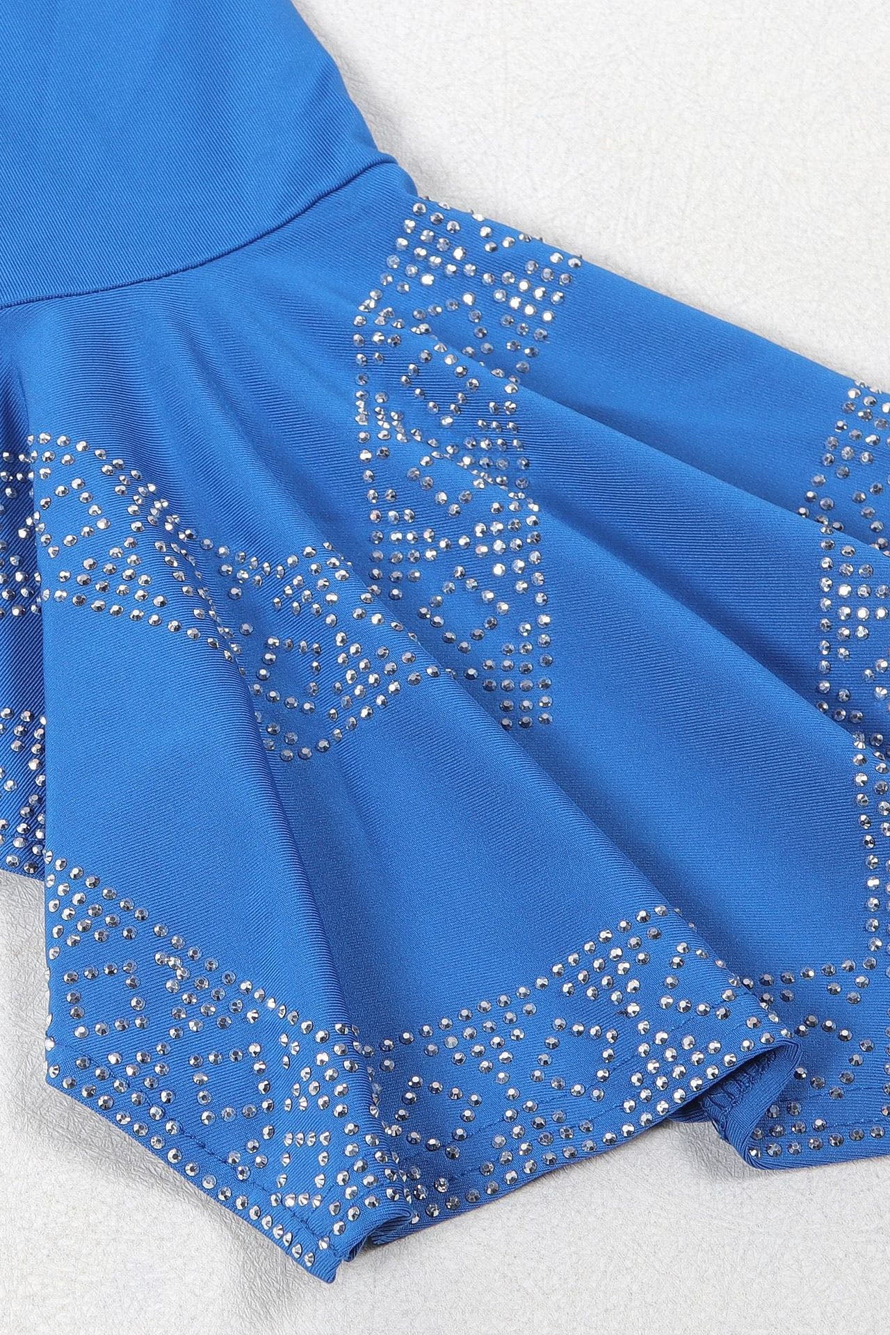 Rhinestone Stretchy Bodycon Backless Slit Dress Lavish Daily