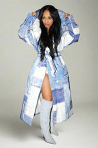 Denim Trench Puffer Coat Lavish Daily