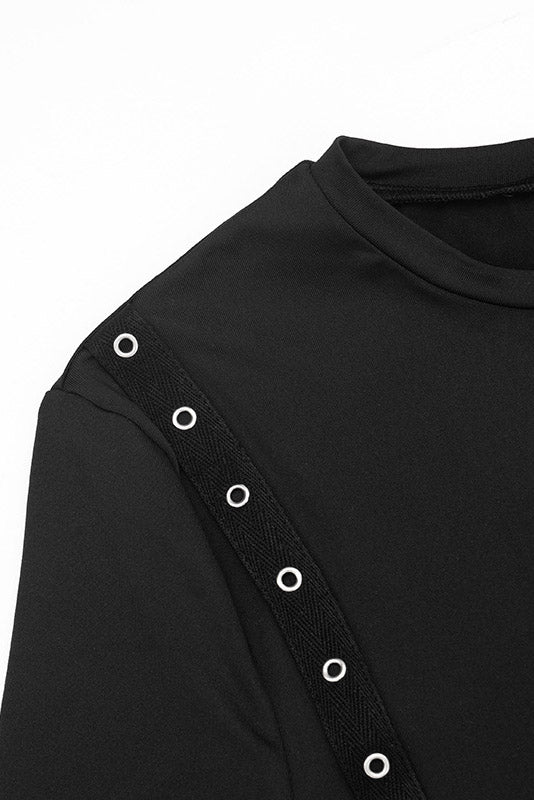 Grommet-Detail Long-Sleeve Mini Dress Lavish Daily