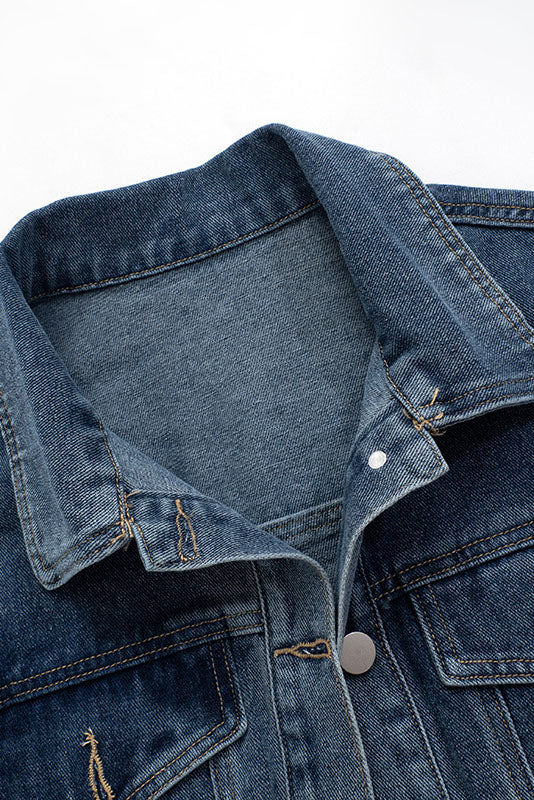 Denim Polo Collar Short Top Coat Lavish Daily