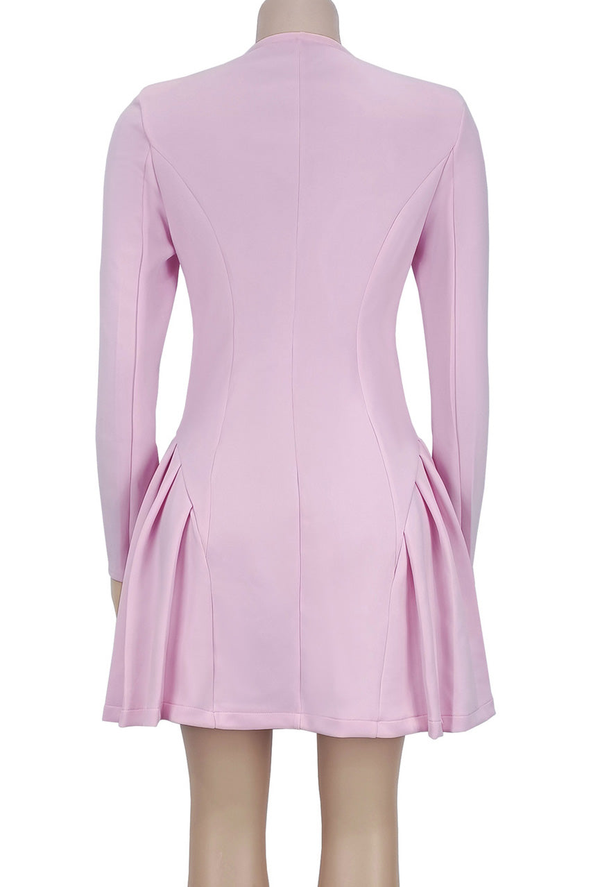Elegant Deep V Ruffle Long Sleeve Mini Dress Lavish Daily
