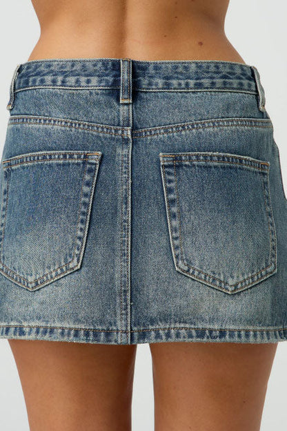 Washed Elastic High Waist Shorts Denim Skirts Lavish Daily