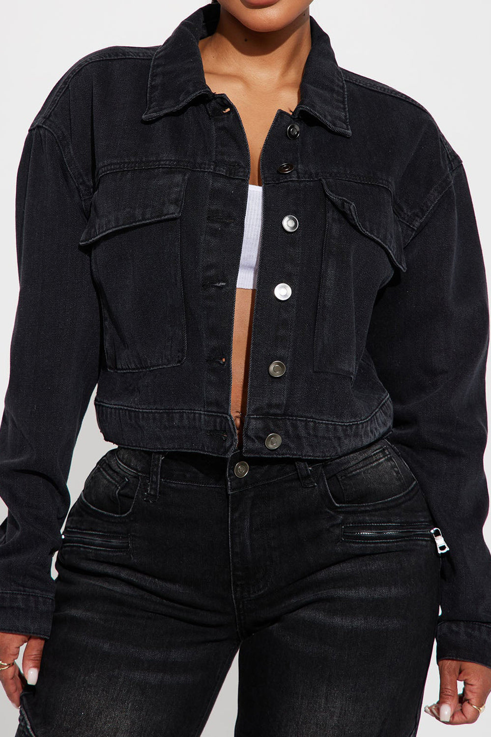 Cropped Oversized Denim Jacket Lavish Daily