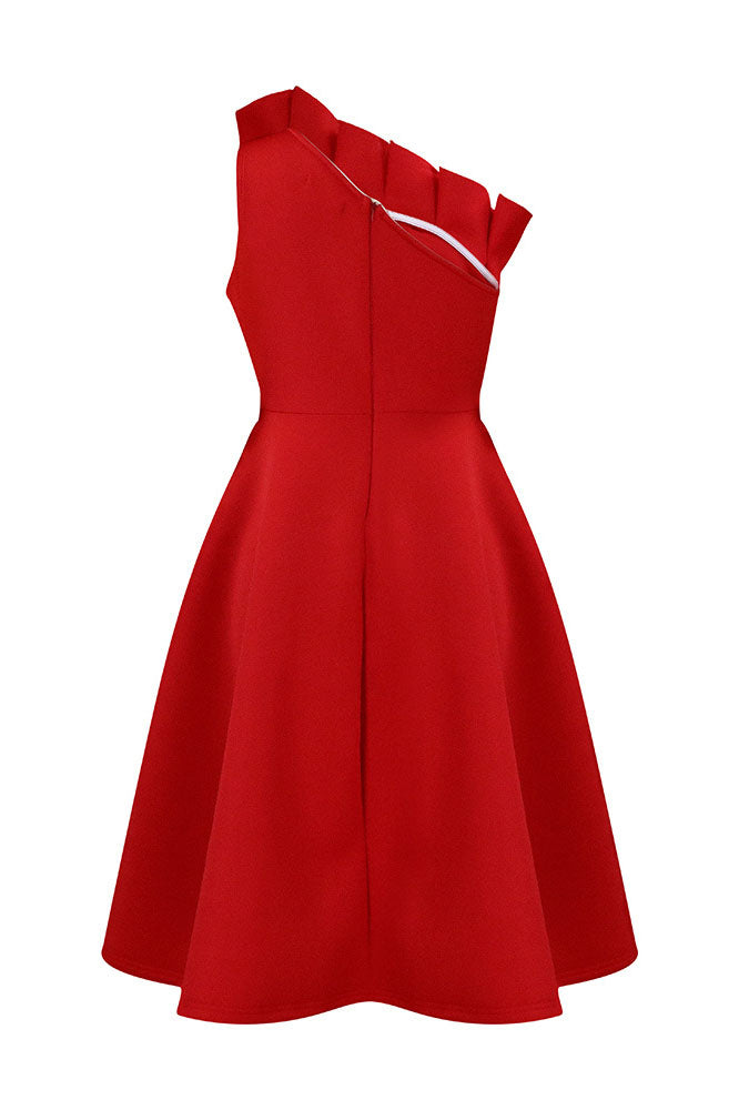 Pleated Asymmetric Cut Long Dress Lavish Daily