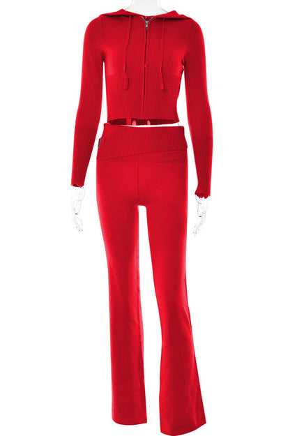 Knitted 2-Piece Tracksuit with Long Sleeve Hoodie Lavish Daily