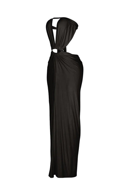 Cutout Ruched High Slit Maxi Dress Lavish Daily