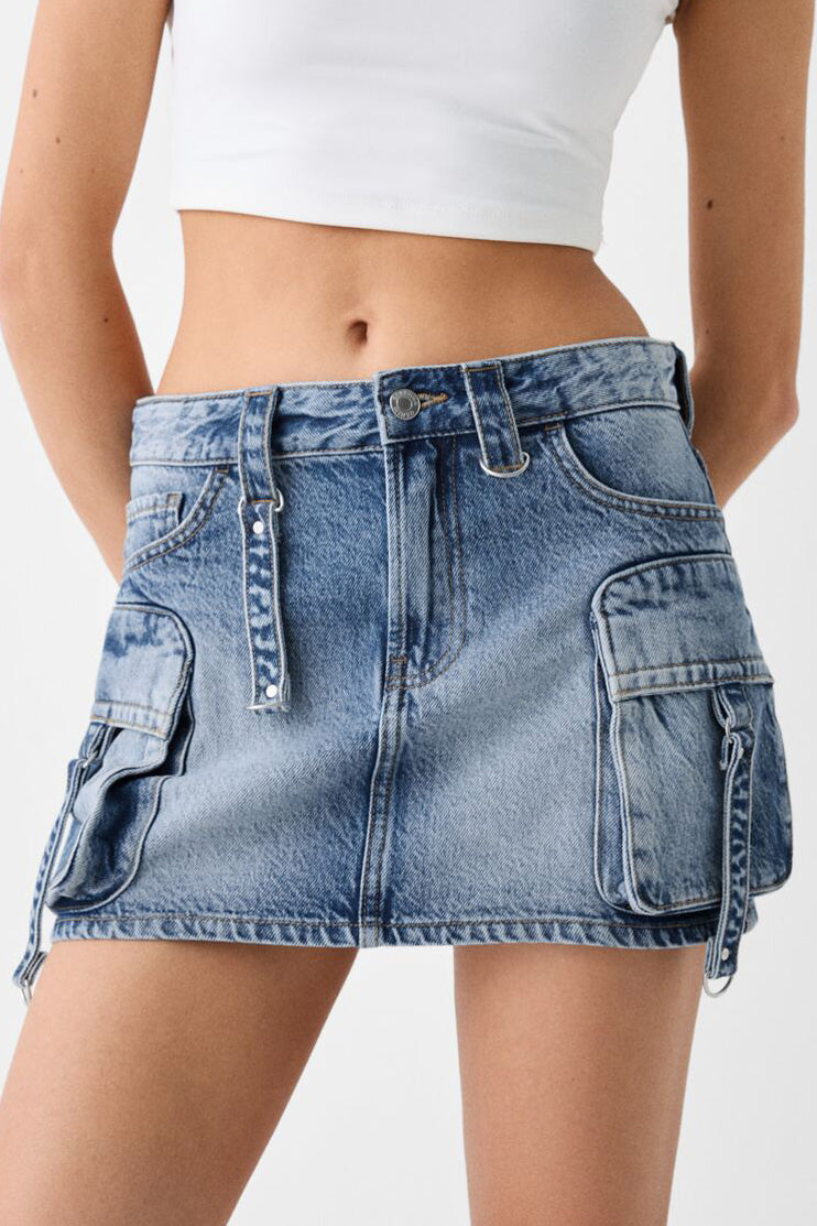 Low Rise Denim Mini Skirt Lavish Daily