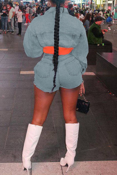 Chopped Denim Short Set Lavish Daily