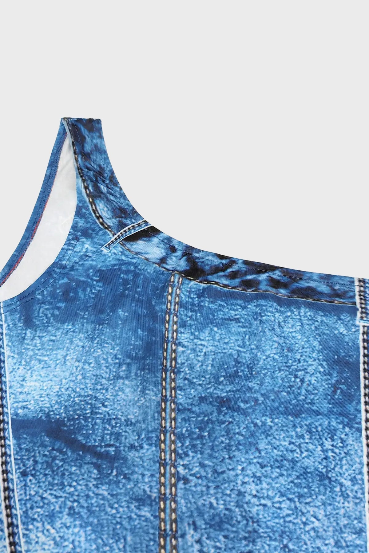 Denim Print Midi Dress Lavish Daily