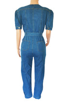 Puff Sleeve Belted Slim Denim Jumpsuit Lavish Daily