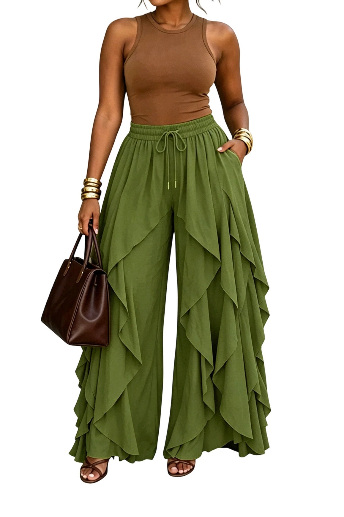 Layered Drape Wide Leg Pant Lavish Daily