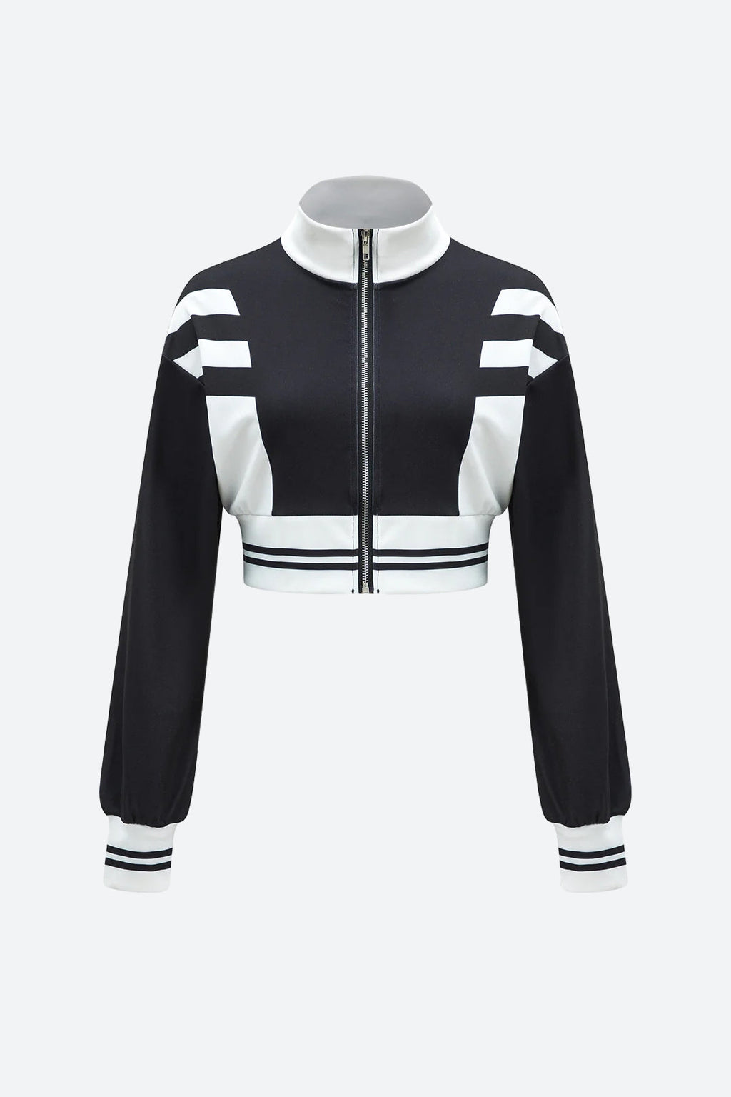 Contrast Zipper Cropped Jacket And Trousers Set Lavish Daily