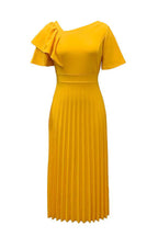 Pleated Flounce Sleeve Slim Fit Dress Lavish Daily